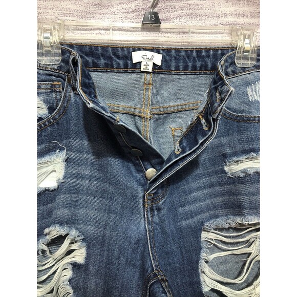 Women’s Easel Destroyed Jeans Sz Large EUC Waist 34” Inseam 27” Raw Hem Cropped - Picture 5 of 9